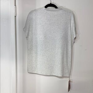 OGL Soft Crew Neck Tee in Cream and Navy Speck with Built In Bra Size Medium